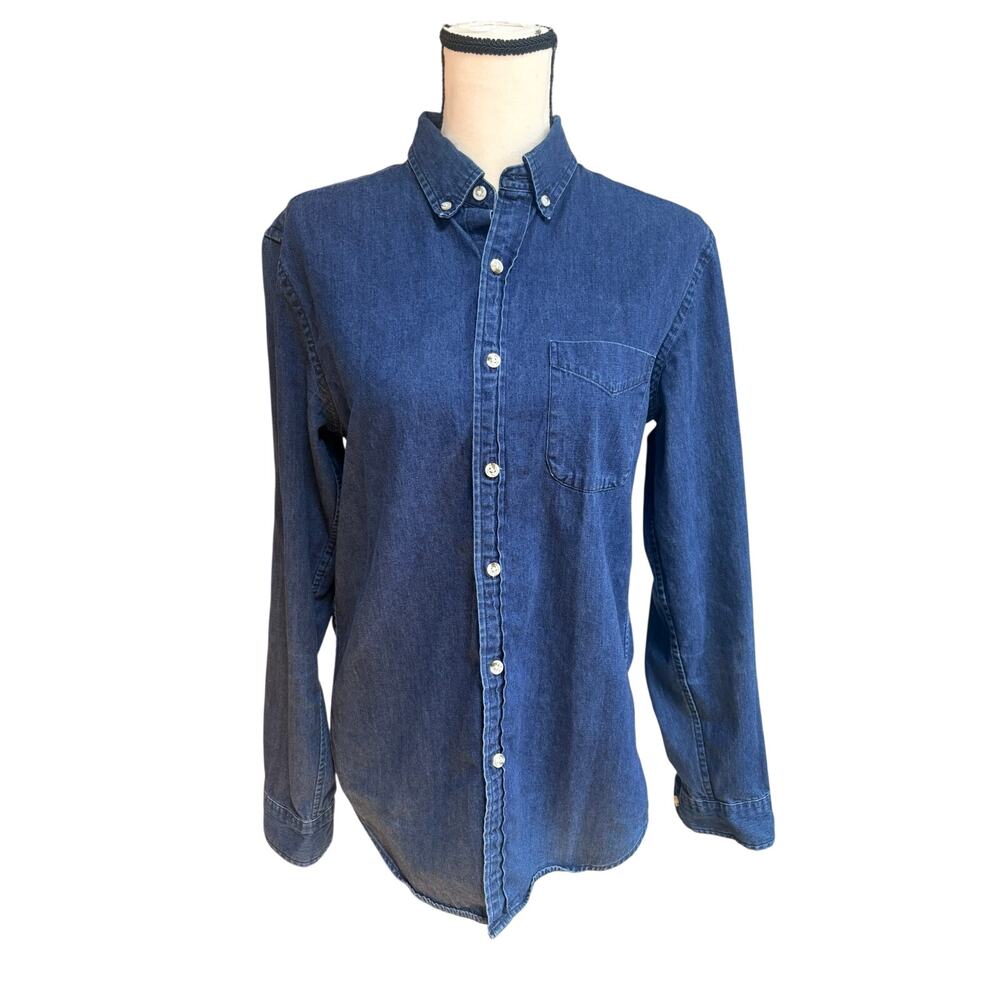 J.Crew Mens Small Dark Chambray Slim Fit Denim Button Down Shirt